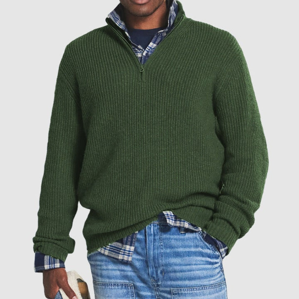 Mens Crew Neck Zipper Sweater Modern Design | Business Casual