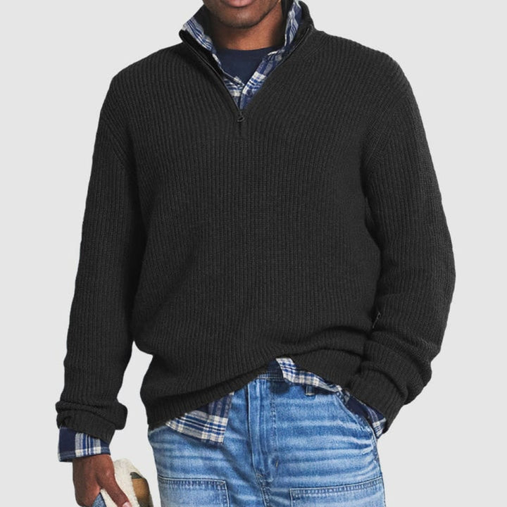 Mens Crew Neck Zipper Sweater Modern Design | Business Casual