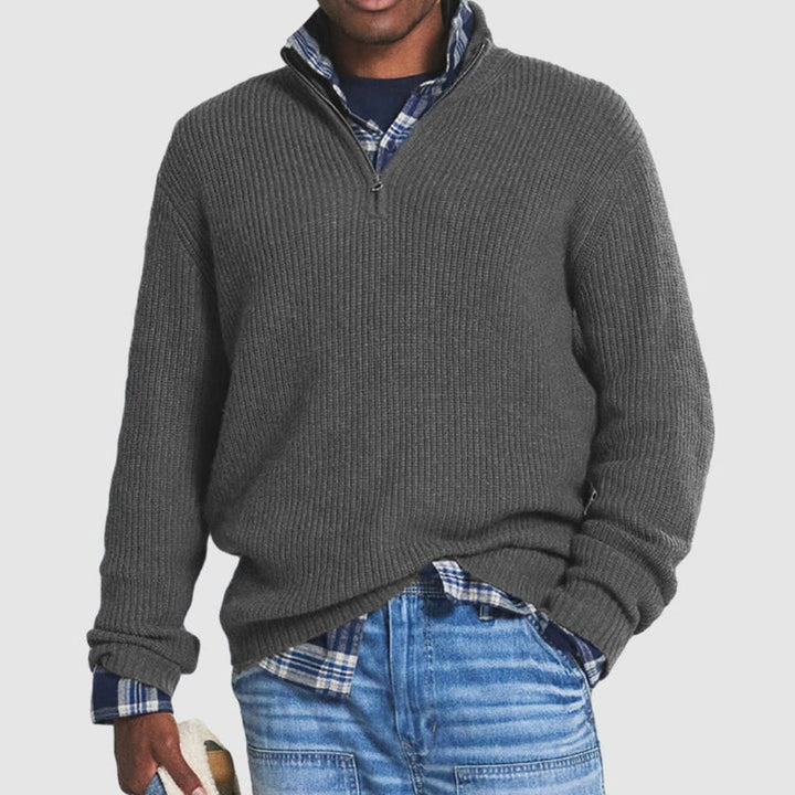 Mens Crew Neck Zipper Sweater Modern Design | Business Casual
