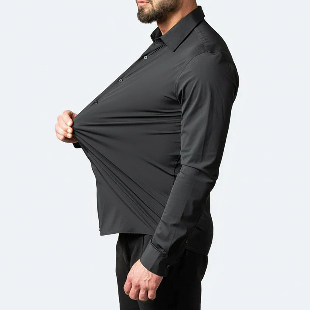Mens Dress Shirt Stretch Fit Long Sleeve Button Up Design