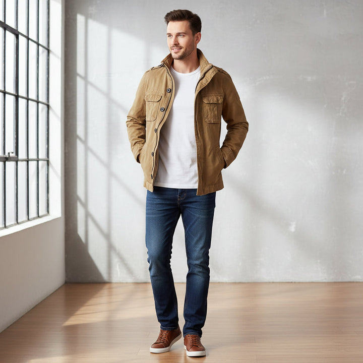 Mens Jacket Zip Up Casual Stylish Outerwear