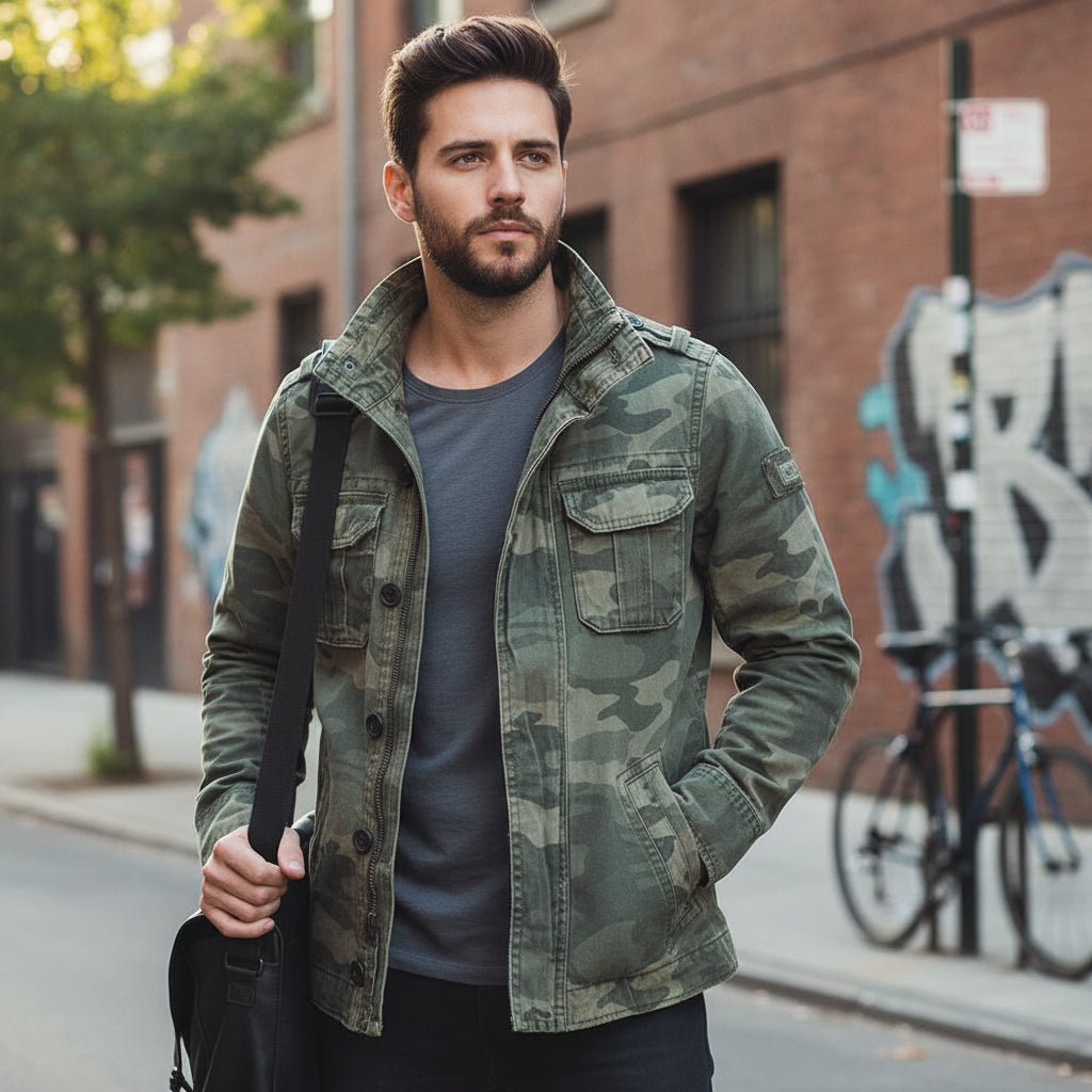 Mens Jacket Zip Up Casual Stylish Outerwear