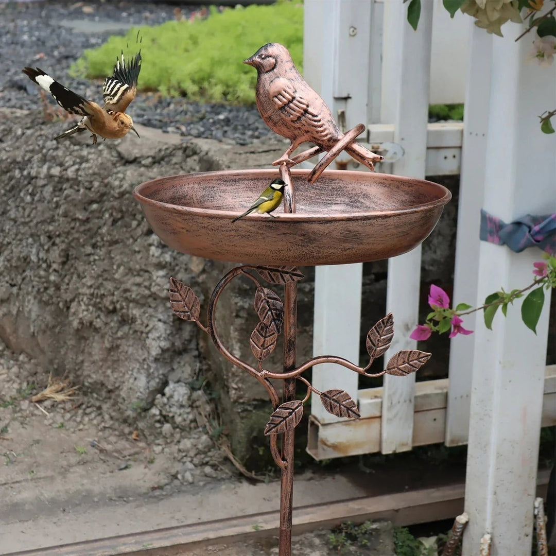 Metal Bird Bath Garden Decor Decorative Stand Garden