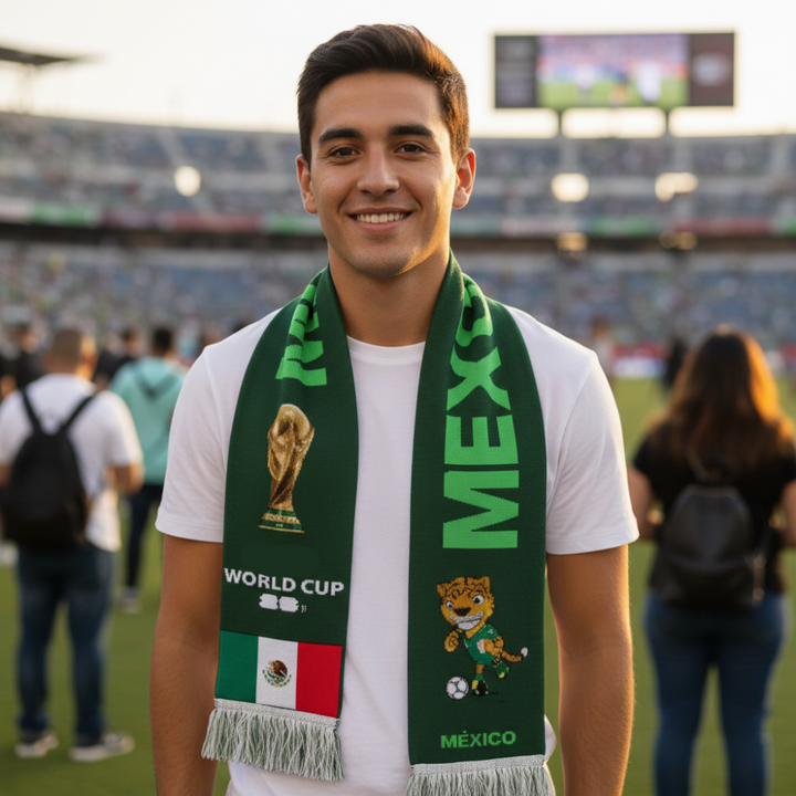Mexico Flag Soccer Scarf Fringe Knit Supporter