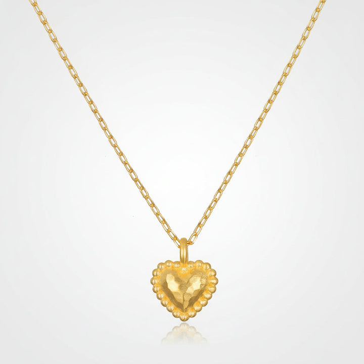 Necklace Gold Heart Hammered Pendant Chain jewelry