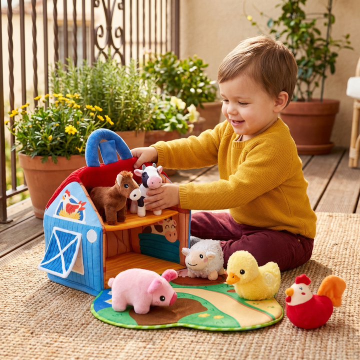 Plush Animal Toys Farm Playset Interactive Learning Fun