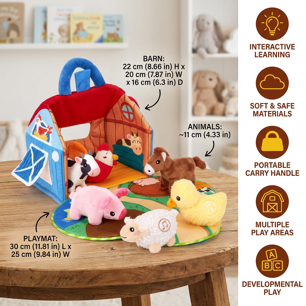 Plush Animal Toys Farm Playset Interactive Learning Fun