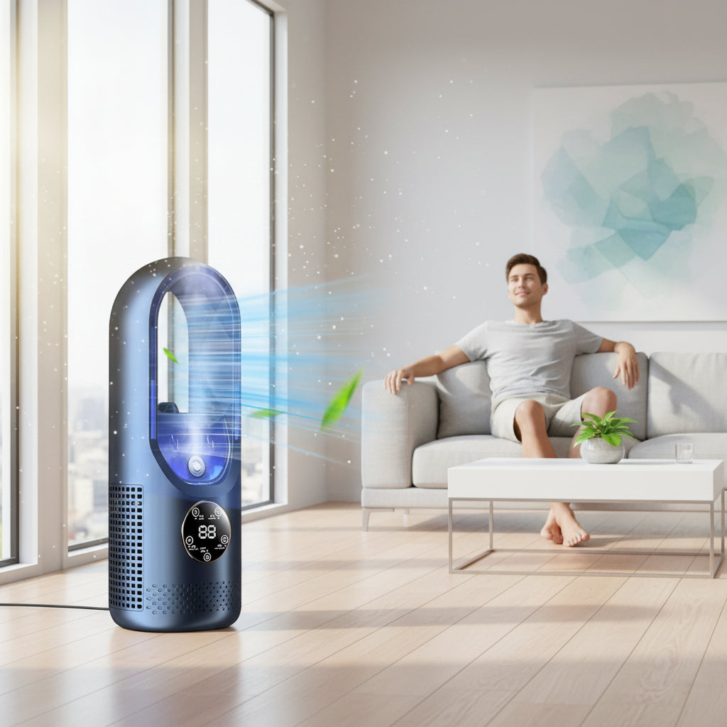 Portable Air Conditioner Evaporative Cooling Bladeless Fan