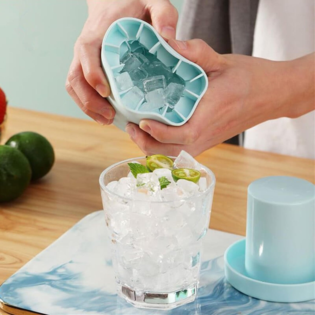 Portable Ice Maker Tray Compact Stackable Lidded