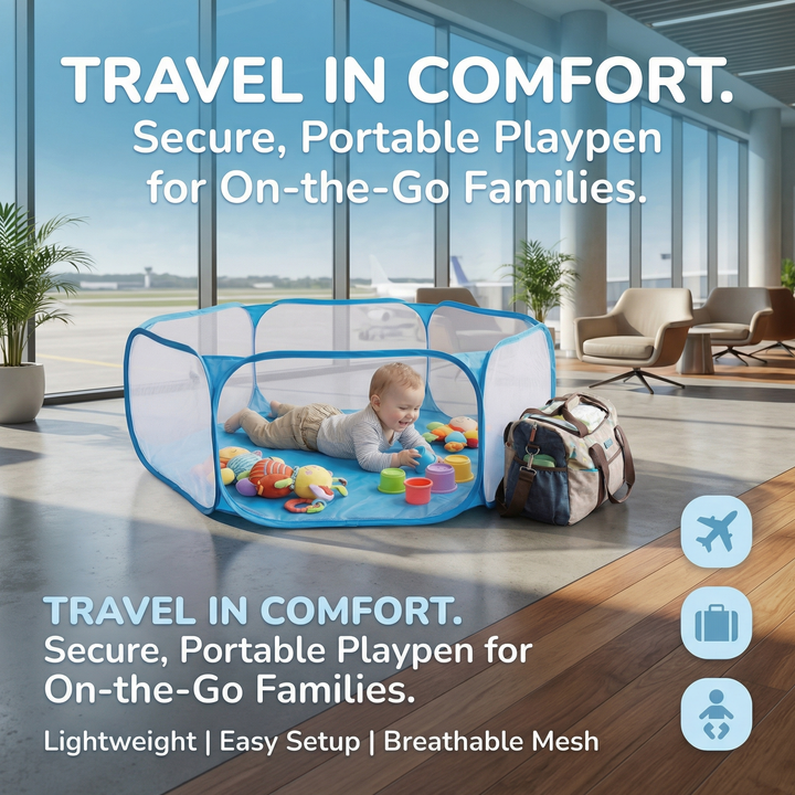 Portable Playpen Travel Safety Lightweight Mesh Design