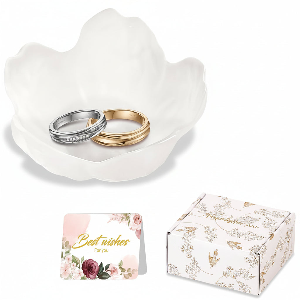 Mothers Day Flower jewelry Dish Ceramic Ring Holder Tray Gift