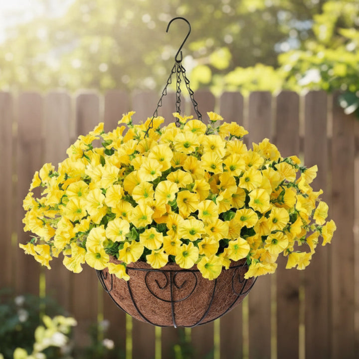 Silk Flowers Hanging Basket Indoor Outdoor Decor