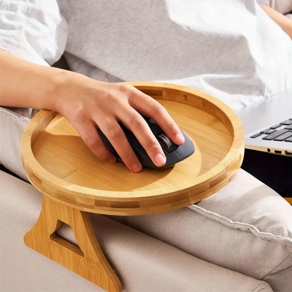 Sofa Side Table Armrest Tray Adjustable Folding