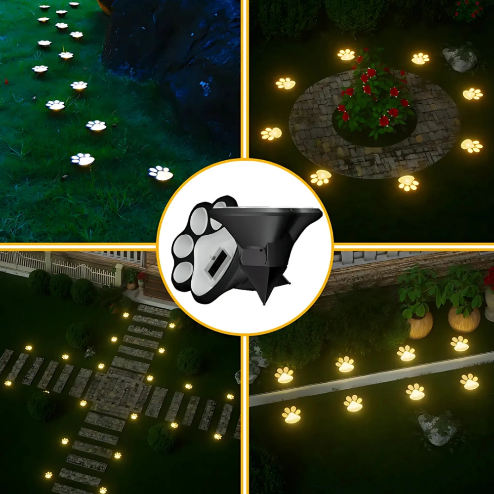 Solar Lights Paw Print Outdoor Waterproof Garden Path Decor