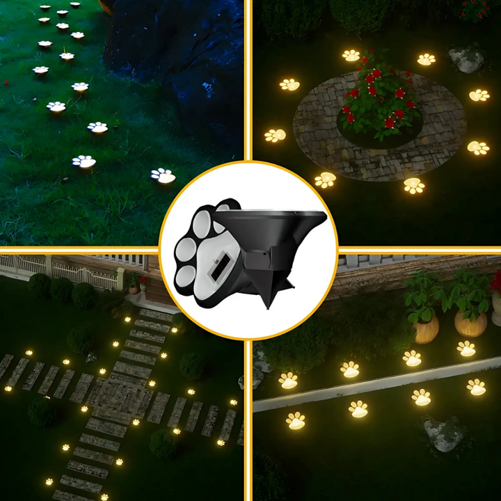 Solar Lights Paw Print Outdoor Waterproof Garden Path Decor
