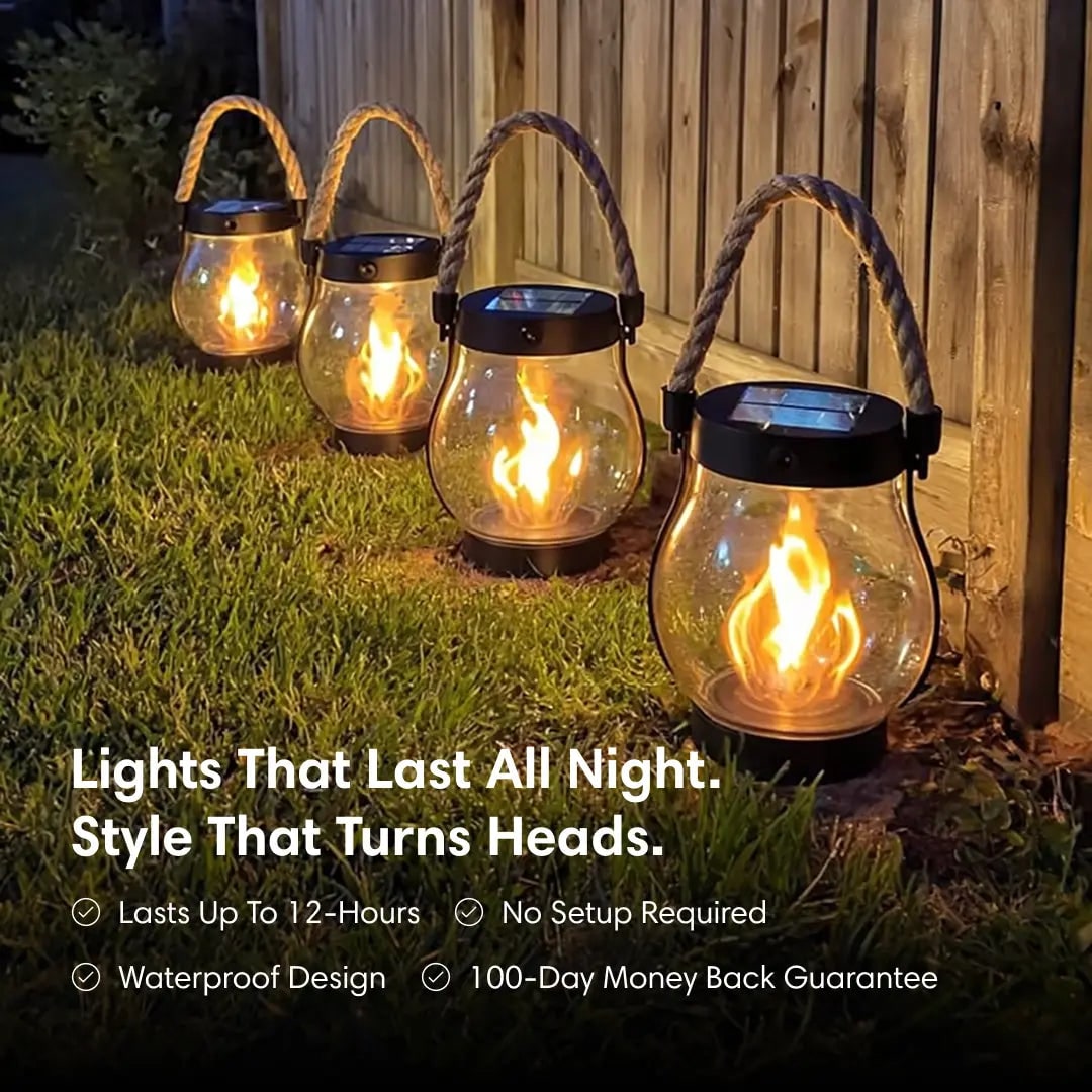 Solar Powered Lantern Outdoor Light Hanging Pathway
