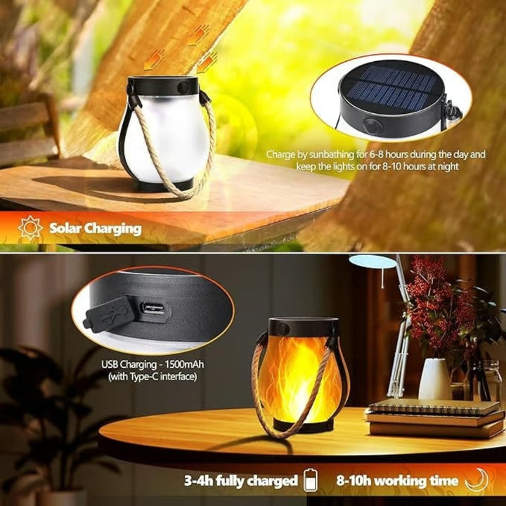 Solar Powered Outdoor Lantern Flame Effect Design