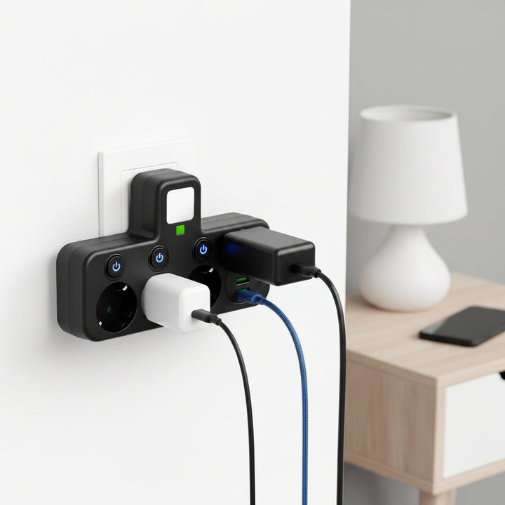 Surge Protection Power Strip USB Outlets Wall Mount
