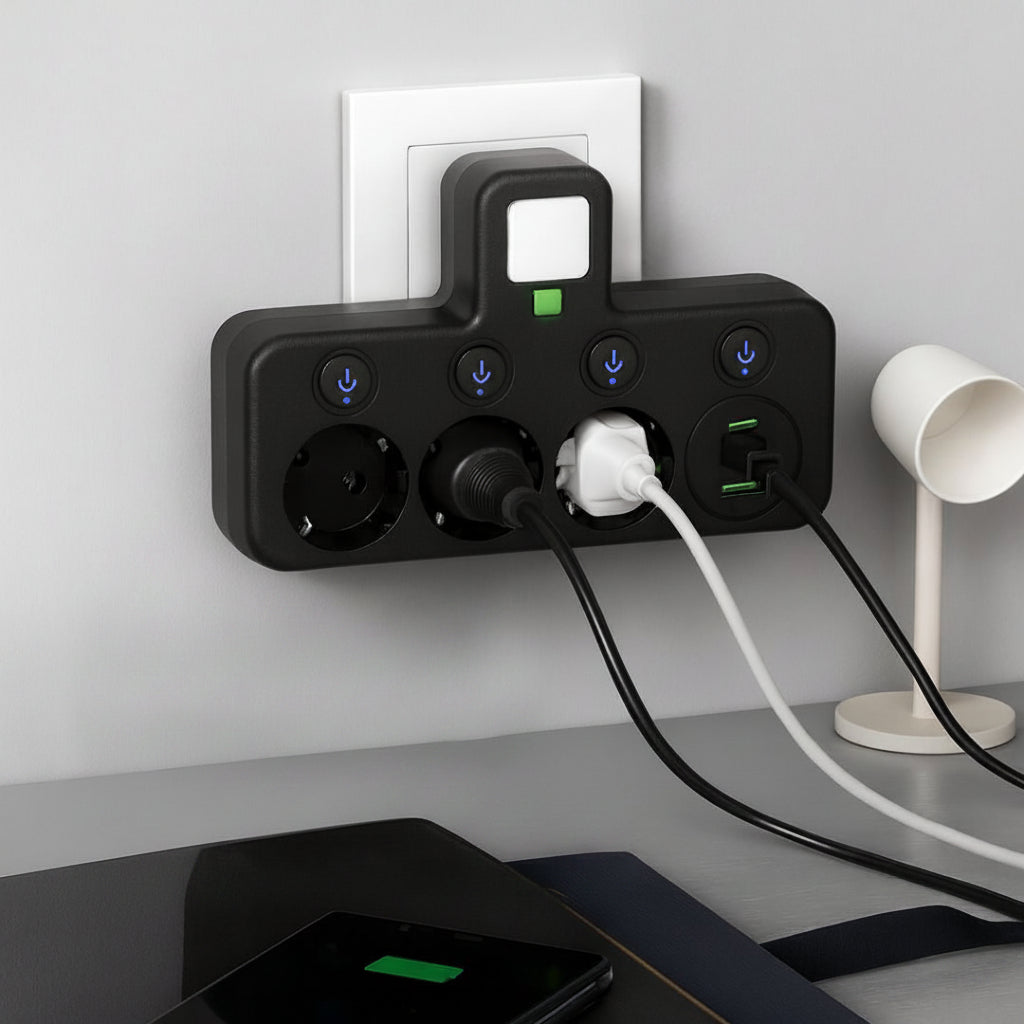 Surge Protection Power Strip USB Outlets Wall Mount