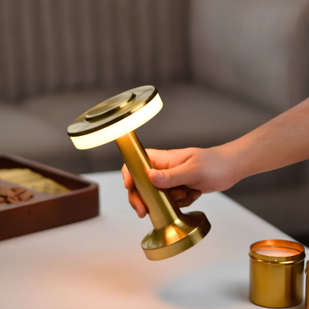 Table Lamp Cordless Metal Rechargeable Dimmable LED Light