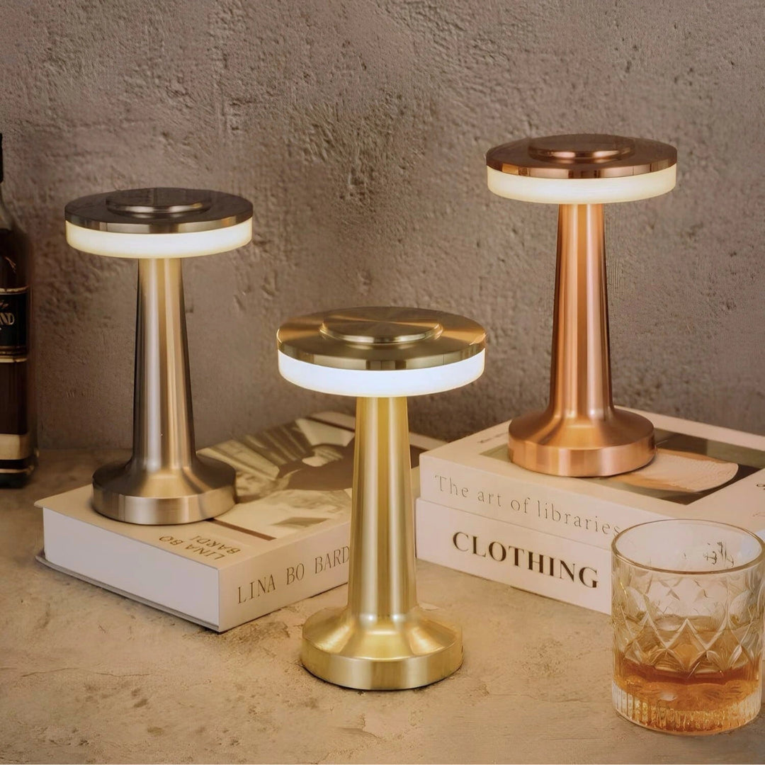 Table Lamp Cordless Metal Rechargeable Dimmable LED Light