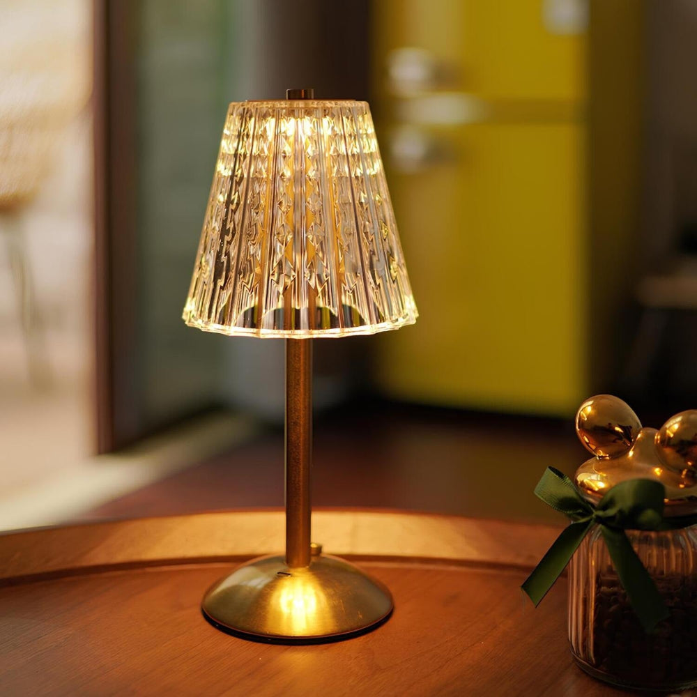 Table Lamp Crystal Cordless Rechargeable Dimmable LED Light