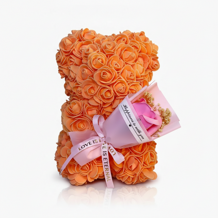 Table Decor Rose Bear Artificial Flower Gift Valentine Display