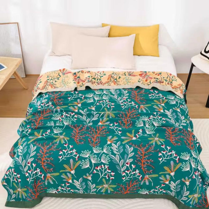 Throw Blanket Cotton Fluffy Decorative Floral Design