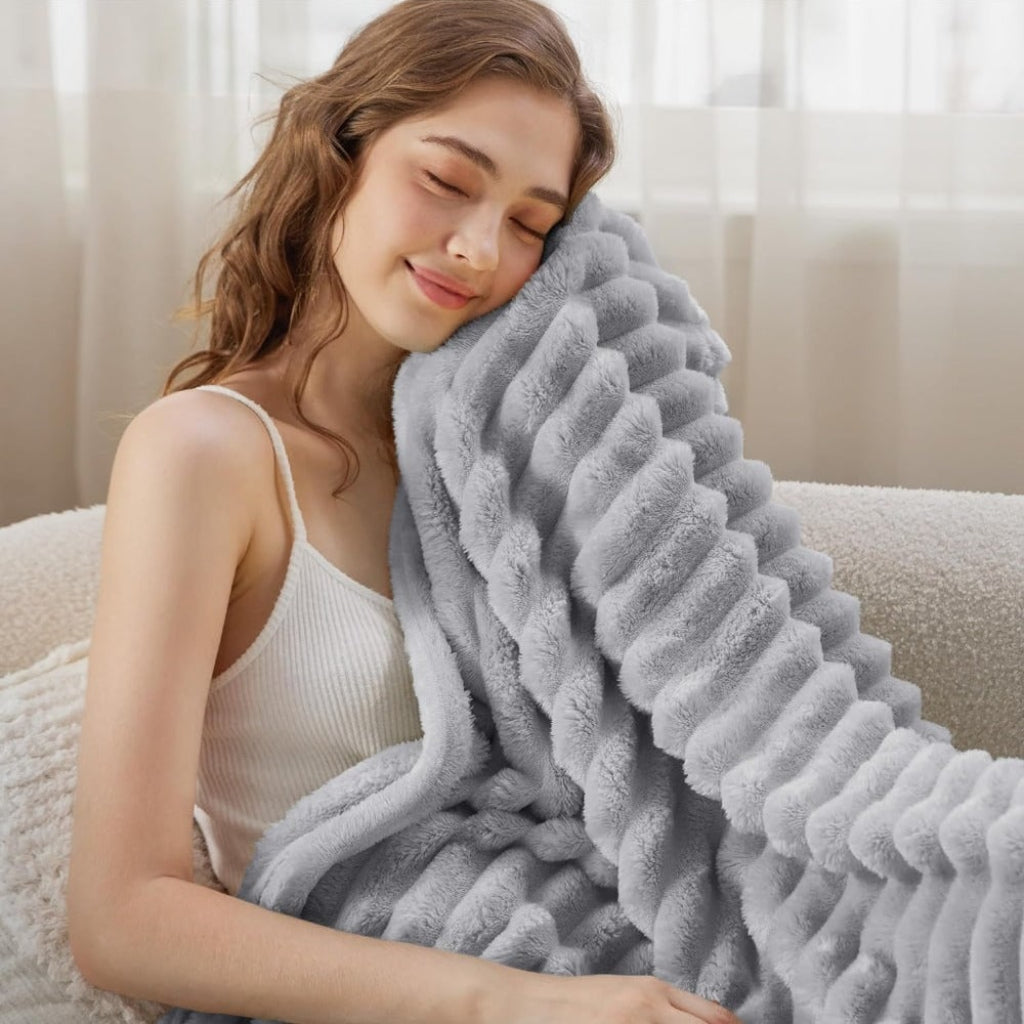 Throw Blanket Cozy Plush Soft Textured Oversized