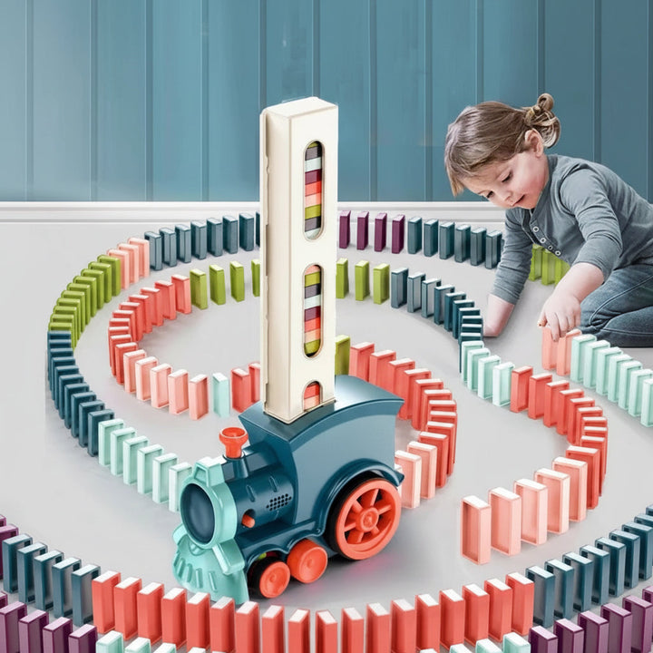 Domino Kids Train Toy Automatic Building Set Sound Light
