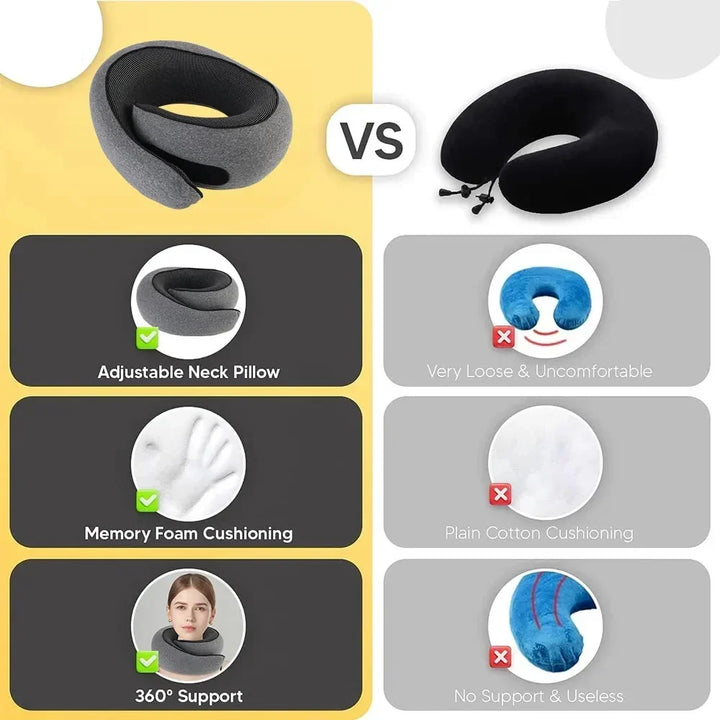 Travel Neck Pillow Memory Foam U-Shaped Neck Roll
