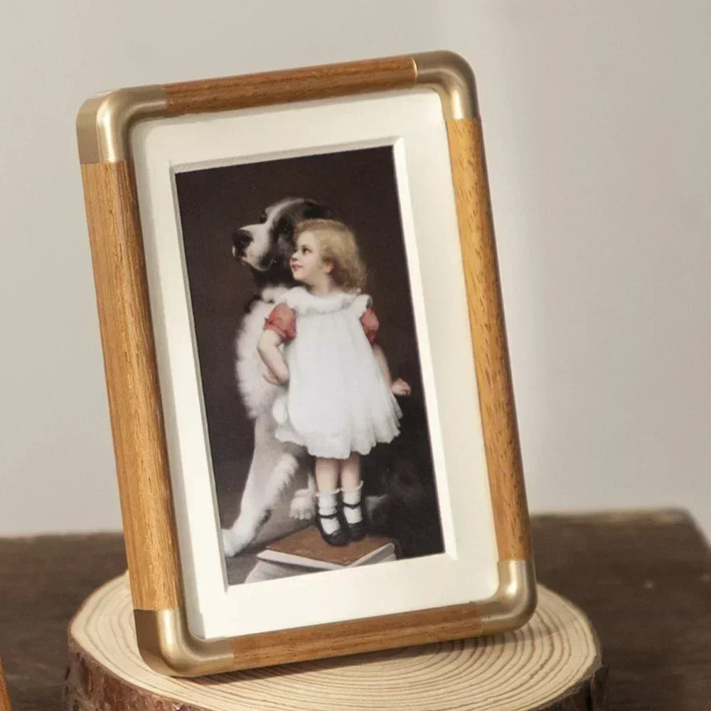 Brooks Tabletop Photo Frame | Vintage Wood &amp; Brass Design