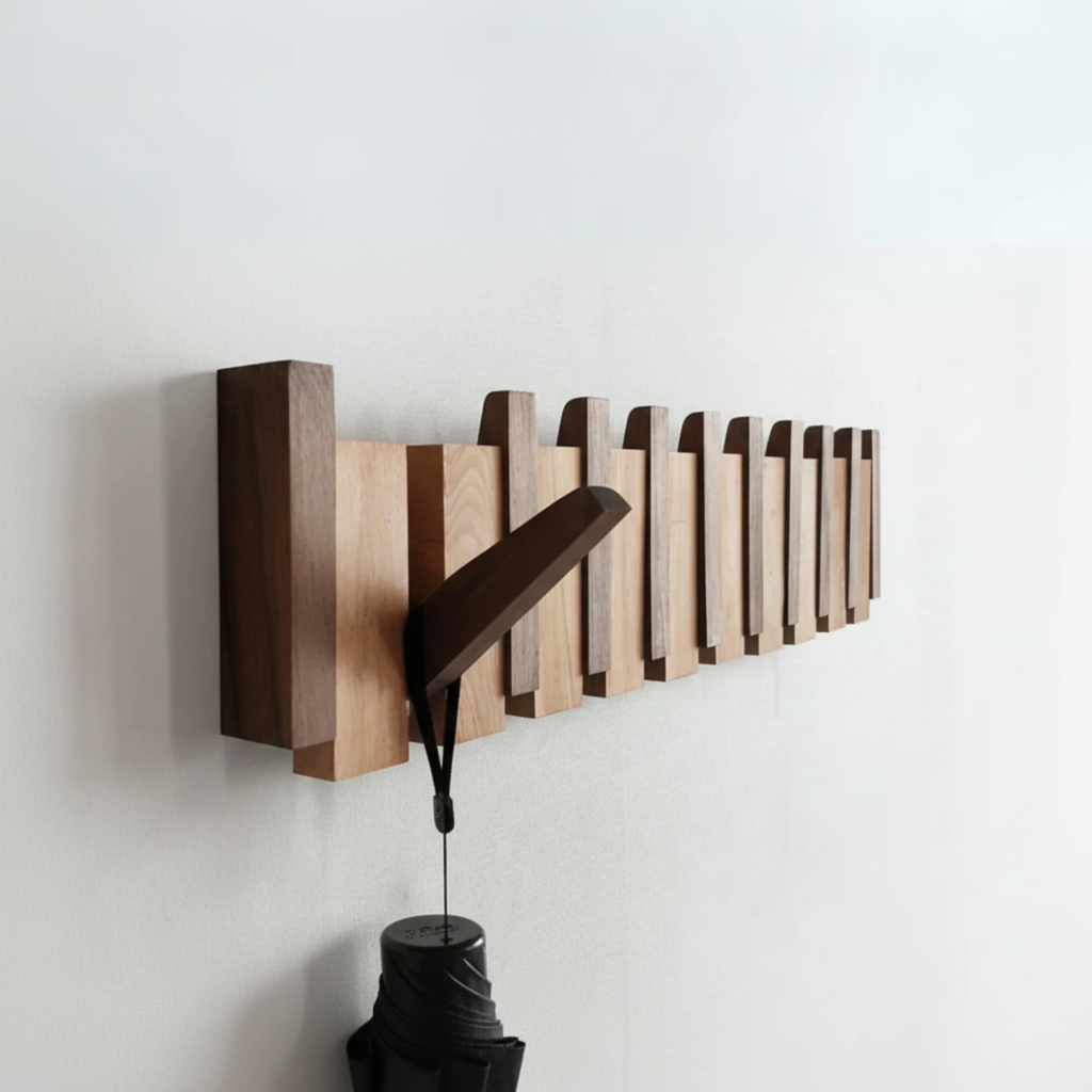 Wall Mounted Coat Rack Wooden Modern Design
