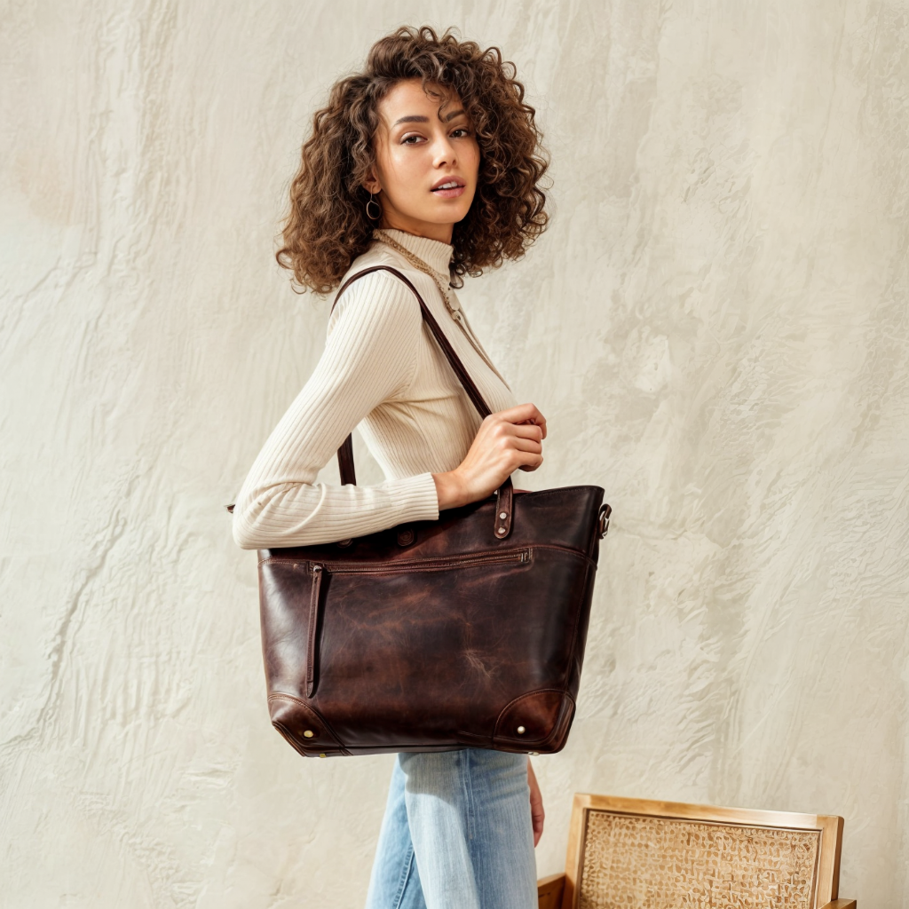 Womens Zippered Tote Bag Handbag Large