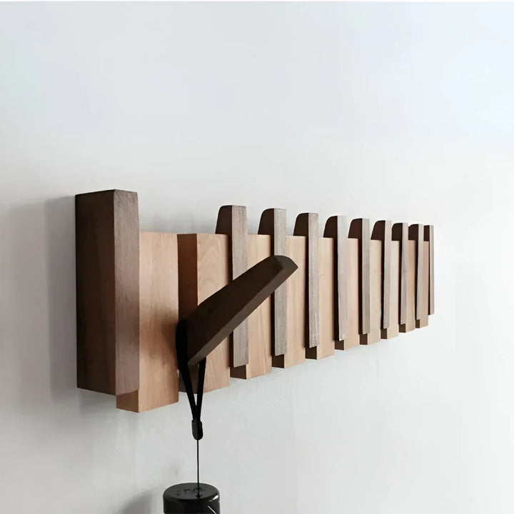 Wall Hook Wooden Rack Folding Piano Style Hanging Organizer