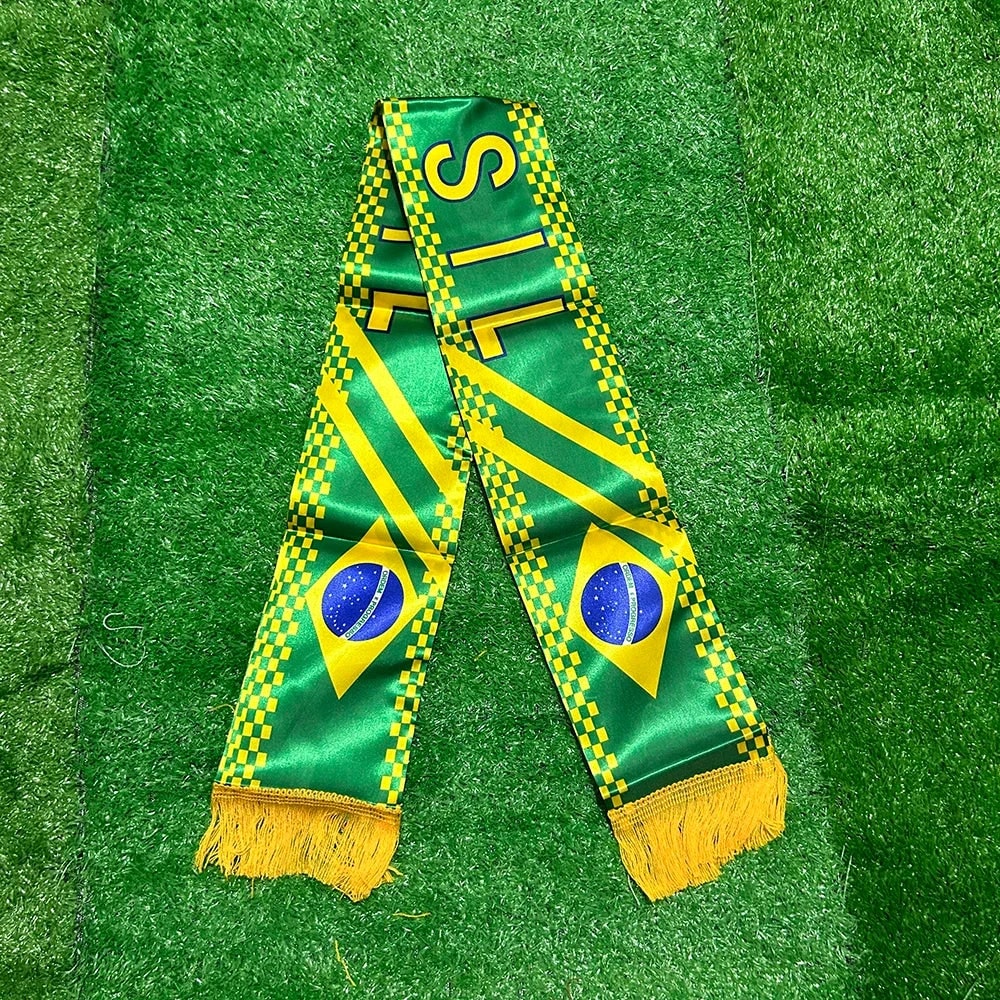 World Cup Brazil Flag Football Scarf Fringe Brazil Scarf