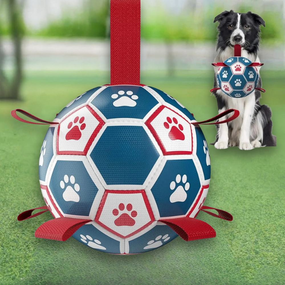 World Cup Interactive Dog Toy Durable Ball Mesh Rope Grip