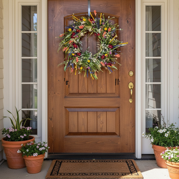 Wreath Front Door Spring Floral Seasonal Decor
